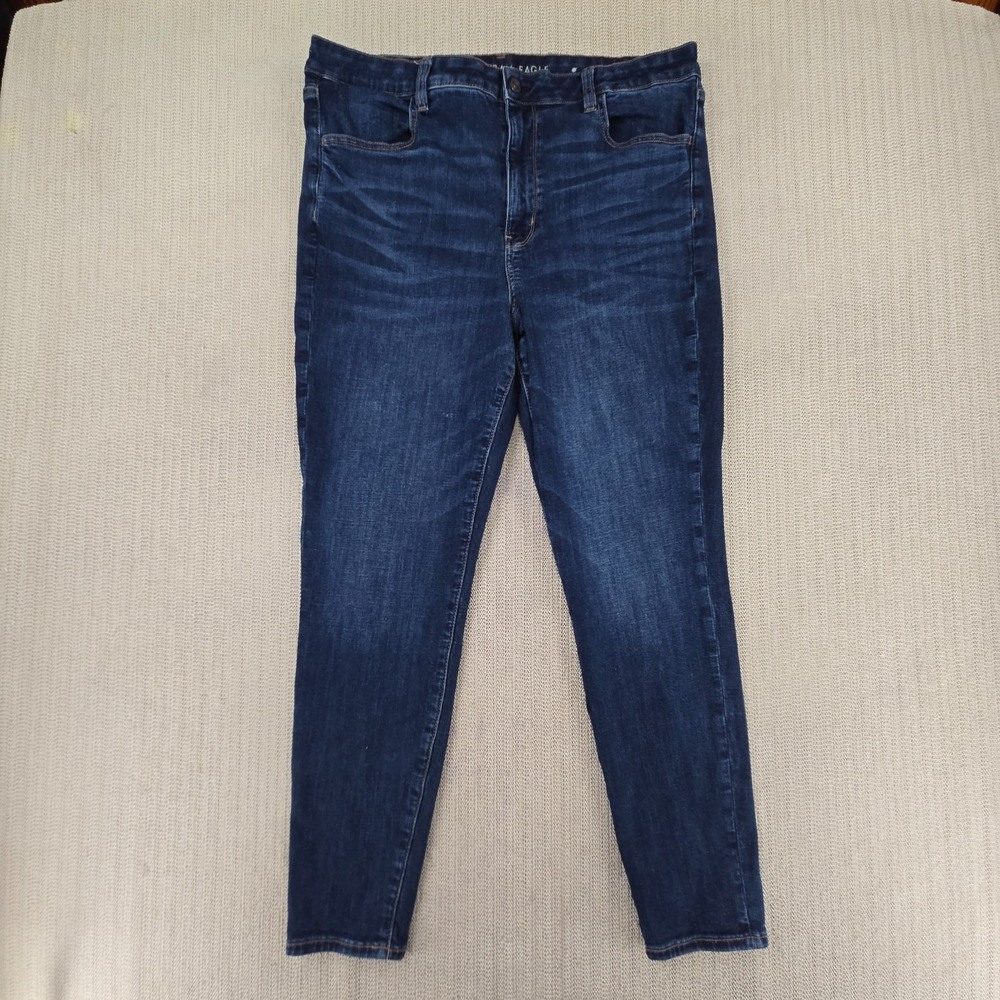American Eagle Jeans Womens 18 Blue Super Hi Rise Jegging Dark Wash